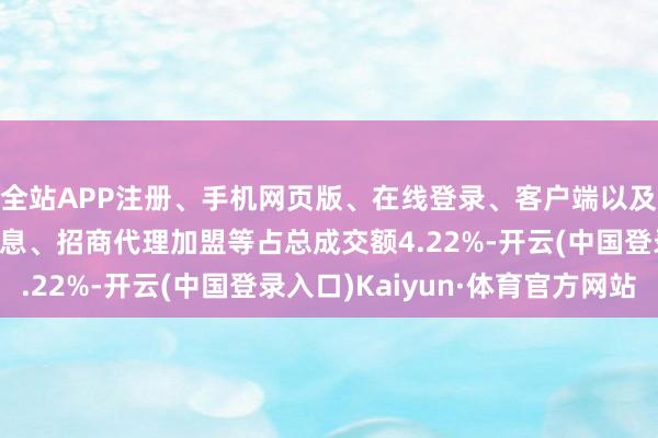 全站APP注册、手机网页版、在线登录、客户端以及发布平台优惠活动信息、招商代理加盟等占总成交额4.22%-开云(中国登录入口)Kaiyun·体育官方网站