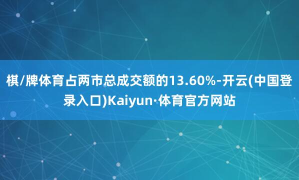 棋/牌体育占两市总成交额的13.60%-开云(中国登录入口)Kaiyun·体育官方网站